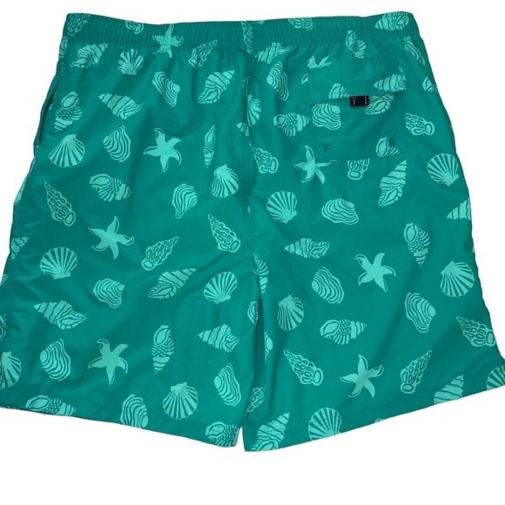 Lands’ End Green Seashells Swim Trunks XXL Vacation Spring Break Tropical